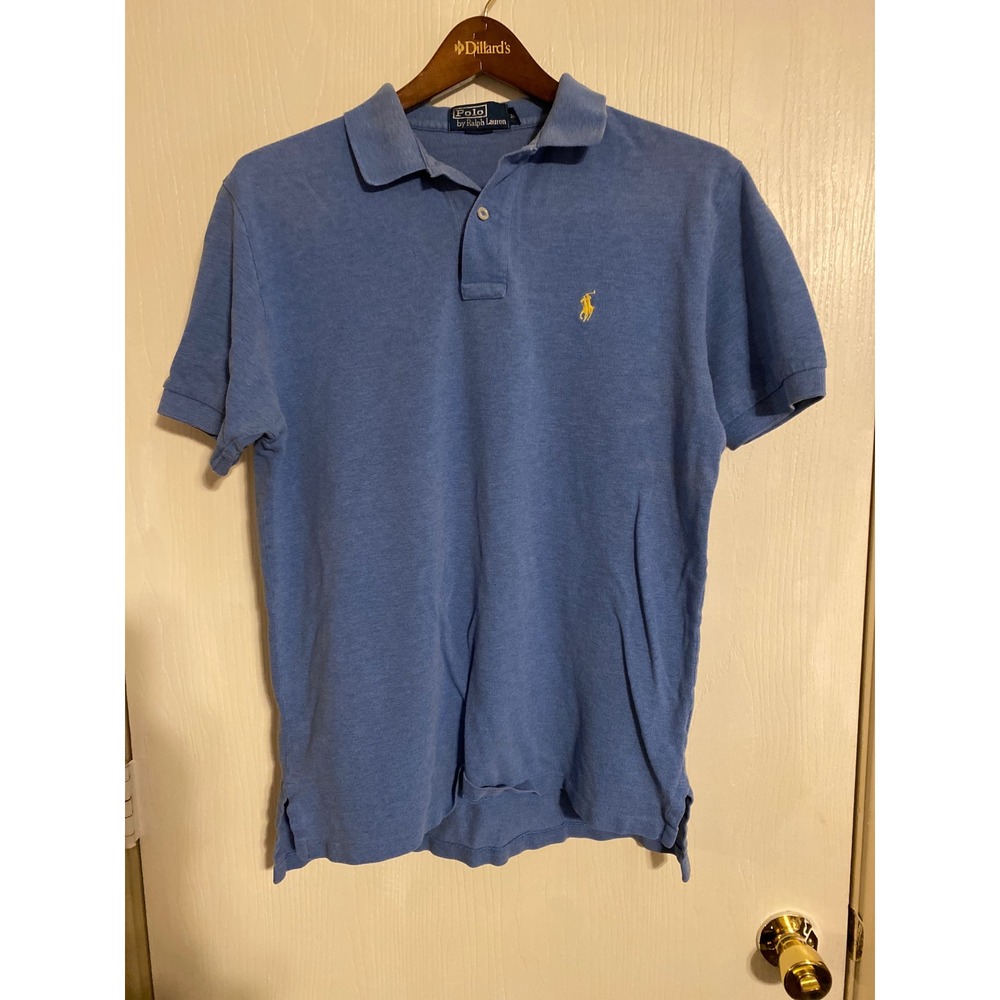 Polo Ralph Lauren Mens Blue Short Sleeve Pique Polo Shirt Yellow Pony M
0697